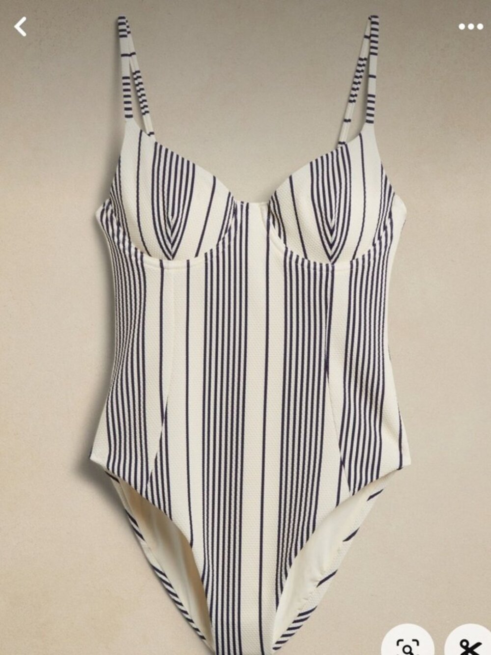 Onia | One Piece Swimsuit White Cream & Navy Stripe